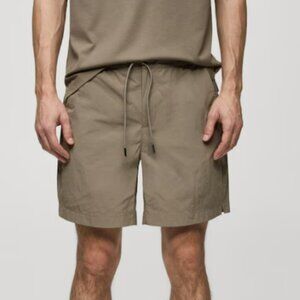 MANGO Mens Water-Repellent Bermuda Shorts With Drawstring